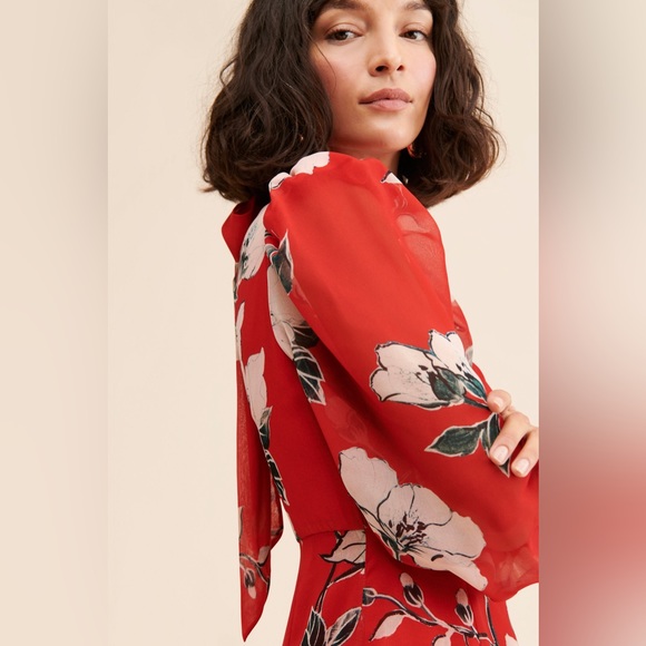 Anthropologie Exquise Floral Tiered Mock-Neck Maxi Dress - Picture 6 of 16